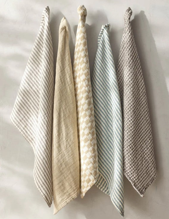 Davis & Waddell Heritage Check Cotton Tea Towels 2pc Set - Beige