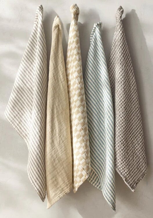 Davis & Waddell Heritage Stripe Cotton Tea Towel 2pc Set Blue Tea Towels The Cooks Kitchen 