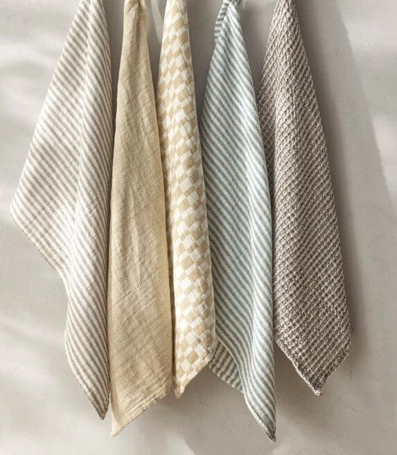 Davis & Waddell Heritage Stripe Cotton Tea Towel 2pc Set Beige Tea Towels The Cooks Kitchen 