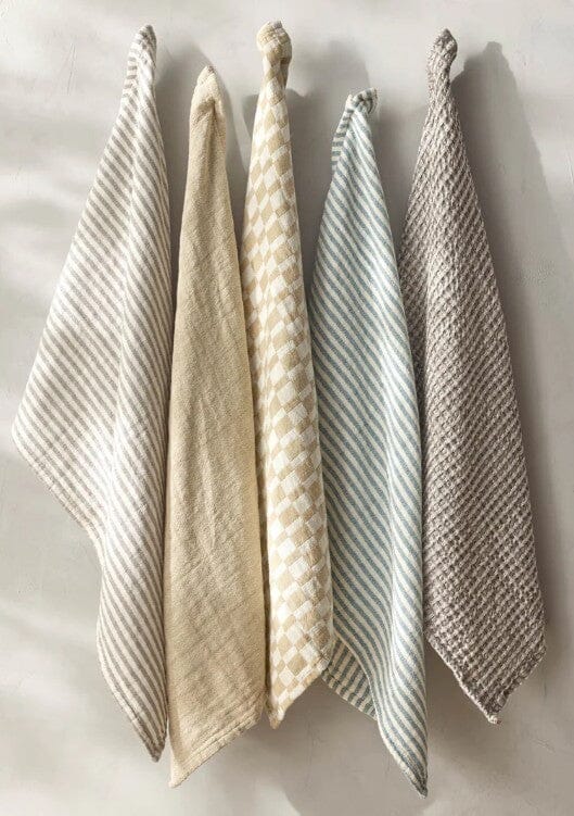 Davis & Waddell Heritage Stripe Cotton Tea Towel 2pc Set Grey Tea Towels The Cooks Kitchen 