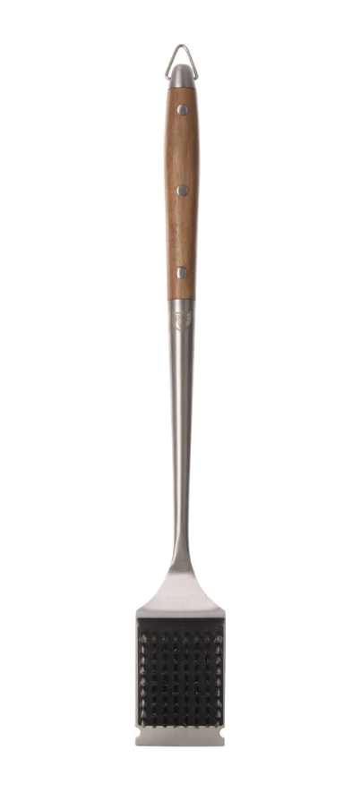 Davis & Waddell Ryder Brass Bbq Brush 47cm Chrome And Acacia
