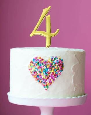 Sugar Crafty - Gold Cake Topper Number 4 Number Toppers The Cooks Kitchen 