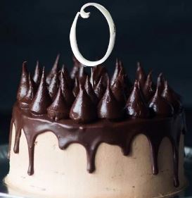 Cake & Candle Silver Cake Topper (7cm) - Number 0