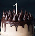 Cake & Candle Silver Cake Topper (7cm) - Number 1