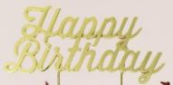 Cake & Candle Gold Topper - Happy Birthday