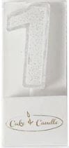 Cake & Candle - Mini Glitter Candle White - Number 1