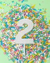 Cake & Candle - Mini Glitter Candle White - Number 2