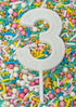 Cake & Candle Mini Glitter Candle White - Number 3