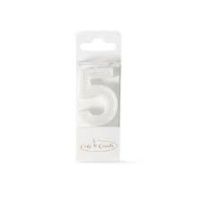 Cake & Candle - Mini Glitter Candle White - Number 5