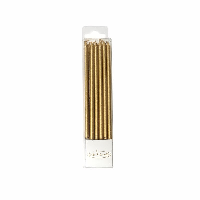 Bake Group 12cm Tall Cake Candles Gold (pack Of 12)
