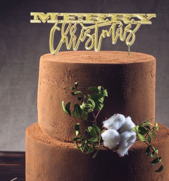 Suagr Craft Gold Plated Cake Topper - Merry Christmas Cake Toppers The Cooks Kitchen 