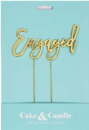 Cake & Candle Metal Cake Topper Gold - Engaged Cake Toppers The Cooks Kitchen 
