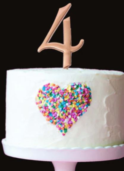 Sugar Crafty - Rose Gold Cake Topper Number 4