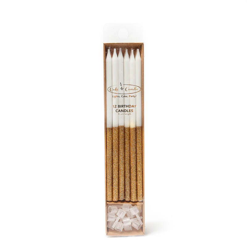Cake & Candle - Gold Glitter Dipped Cake Candles 