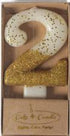 Cake & Candle 8cm Gold Glitter Dipped Candle - Number 2