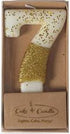 Cake & Candle 8cm Gold Glitter Dipped Candle - Number 7