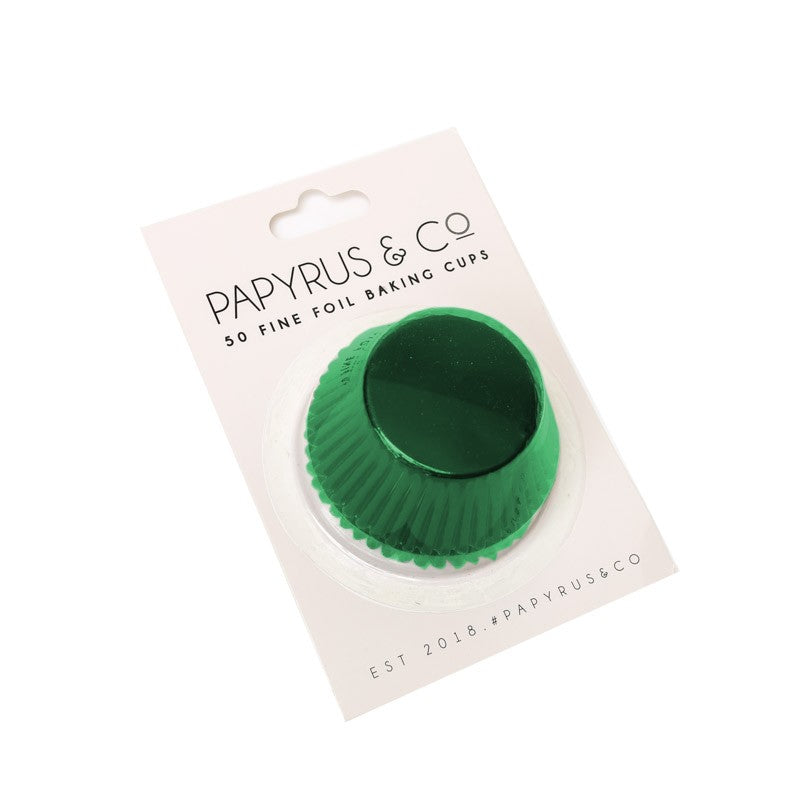 Papyrus & Co 50 Fine Foil Baking Cups - Green 50mm