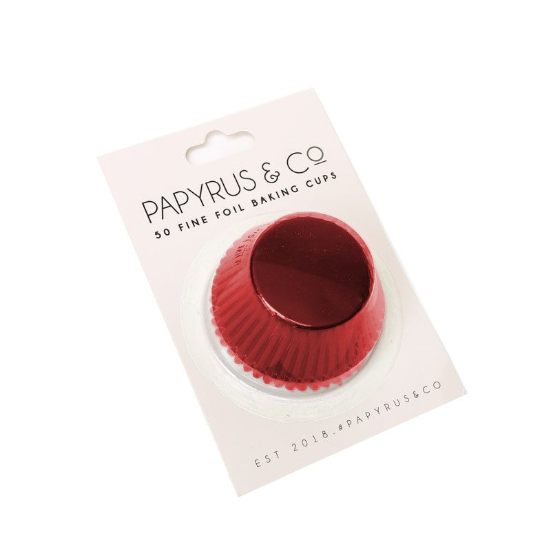 Papyrus & Co 50 Fine Foil Baking Cups - Red 50mm