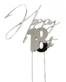 Cake & Candle Topper - Happy 18th Silver Acrylic Cake Toppers The Cooks Kitchen 