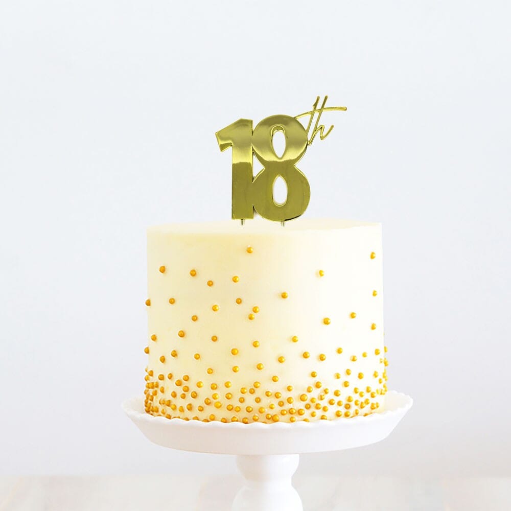 Gold Metal Topper - 18th Acrylic Cake Toppers The Cooks Kitchen Mandurah 