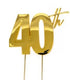 Cake & Candle Metal Cake Topper Gold 40th
