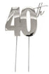 Cake & Candle Metal Cake Topper Silver 40th Cake Toppers The Cooks Kitchen 