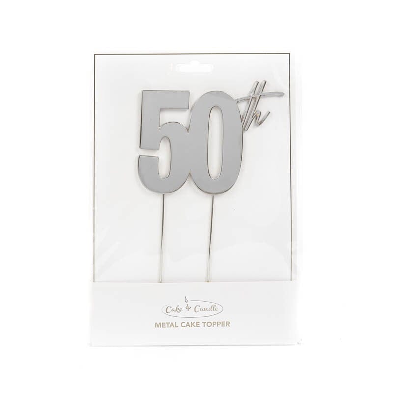 Cake & Candle Topper - 50th Silver Acrylic Cake Toppers The Cooks Kitchen Mandurah 