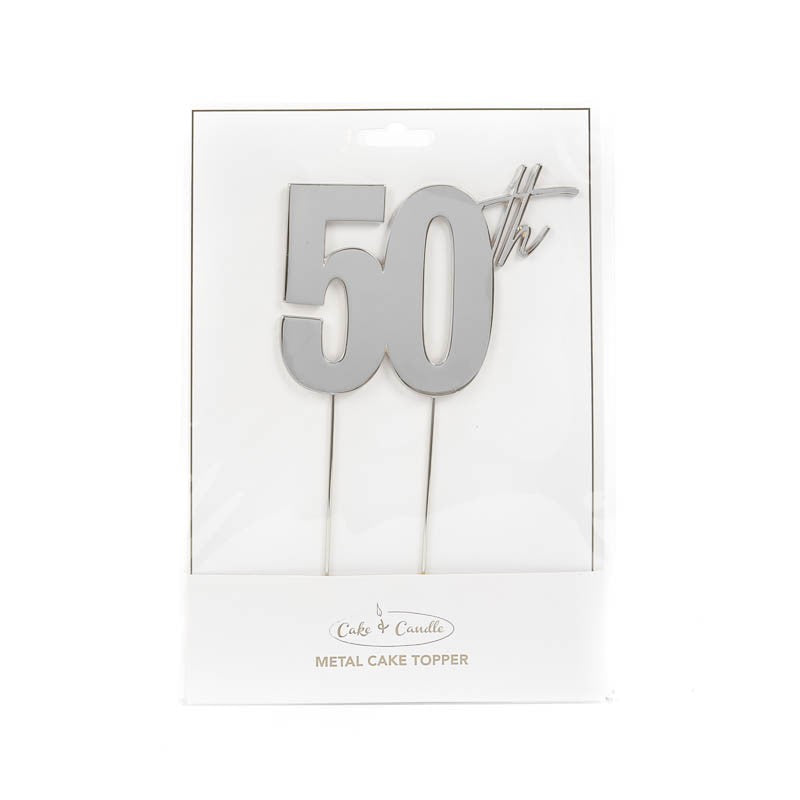 Cake & Candle Topper - 50th Silver