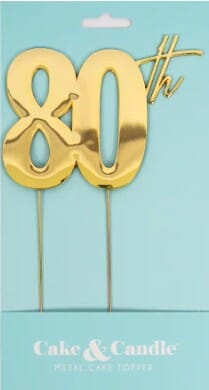 Cake & Candle Gold Metal Topper 80th Cake Toppers The Cooks Kitchen 