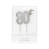 Cake & Candle - Silver Metal Cake Topper - 80th