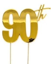 Cake & Candle Metal Cake Topper Gold - 90th