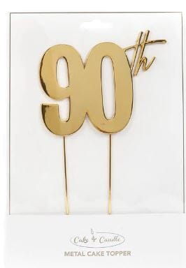 Cake & Candle Metal Cake Topper Gold - 90th Acrylic Cake Toppers The Cooks Kitchen 