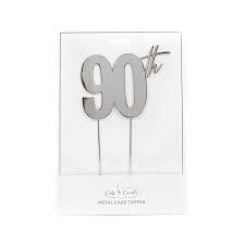 Cake & Candle - Silver Metal Cake Topper - 90th Acrylic Cake Toppers The Cooks Kitchen Mandurah 