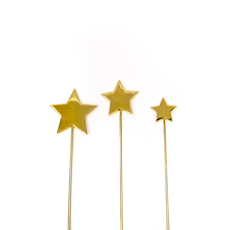 Cake & Candle - Gold Metal Cake Topper - Stars