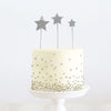 Cake & Candle - Silver Metal Cake Topper - Stars