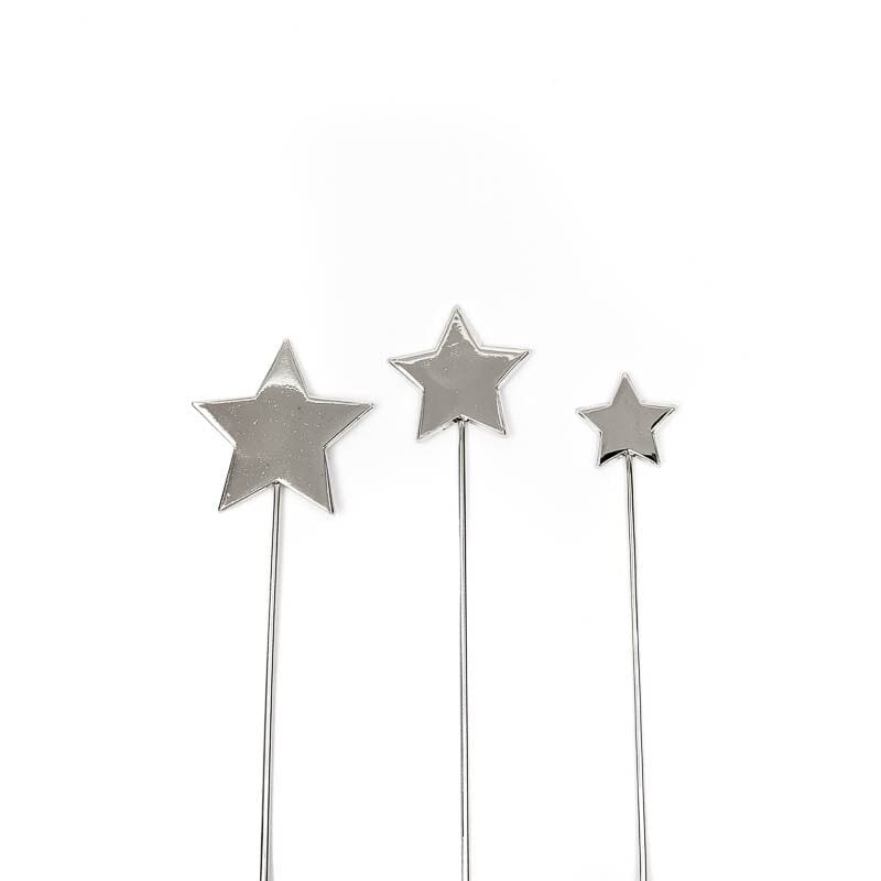 Cake & Candle - Silver Metal Cake Topper - Stars