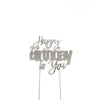 Silver Metal Cake Topper - Happy Birthday To You