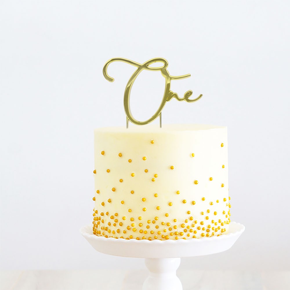 Gold Metal Cake Topper - One