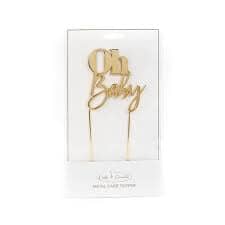 Cake & Candle - Metal Cake Topper - Gold - Oh Baby Cake Toppers The Cooks Kitchen Mandurah 