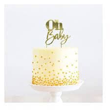 Cake & Candle - Metal Cake Topper - Gold - Oh Baby Acrylic Cake Toppers The Cooks Kitchen Mandurah 