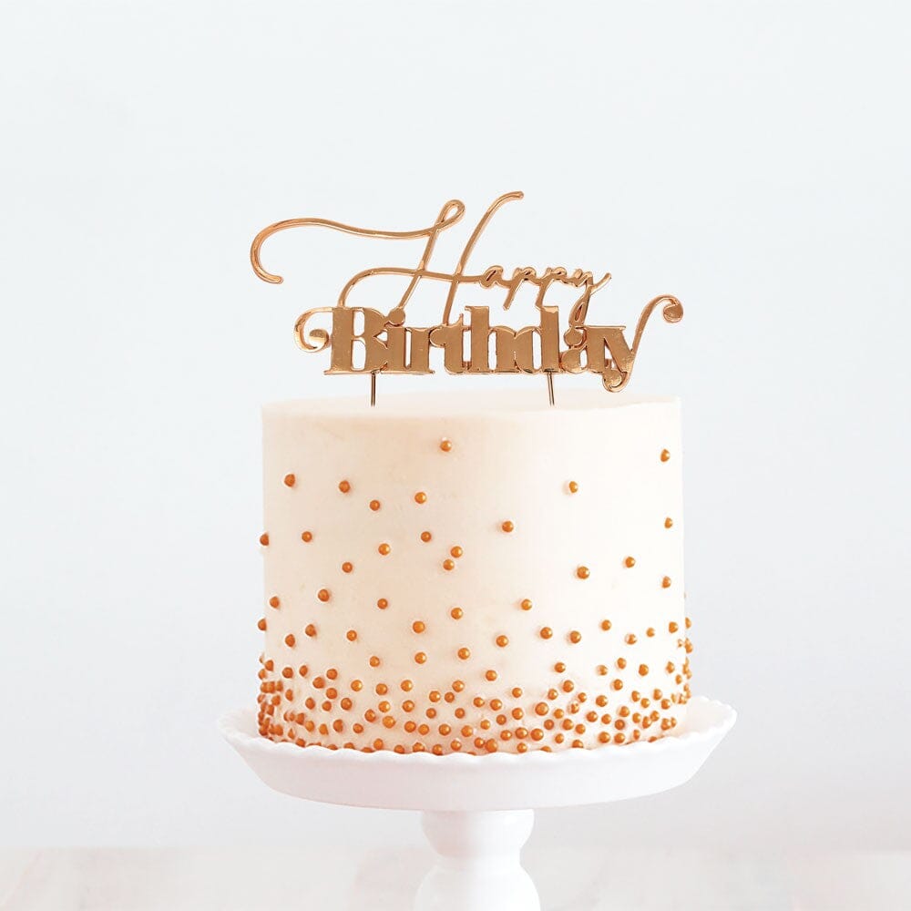 Rose Gold Metal Cake Topper - Happy Birthday 1 Acrylic Cake Toppers The Cooks Kitchen Mandurah 