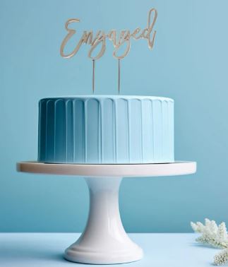 Cake & Candle Silver Plated Cake Topper - Engaged