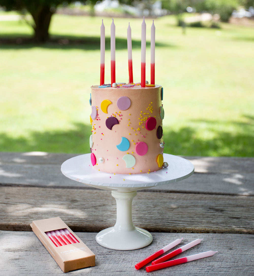 Cake & Candle - Hand Dipped 12cm Candles - Pink