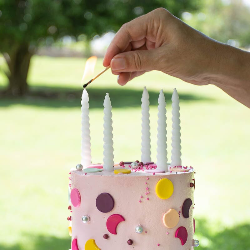 Cake & Candle Squat Spiral Candles 10cm - White Candles The Cooks Kitchen 