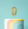 Cake & Candle Bold Cake Topper 7cm - Gold Number 0