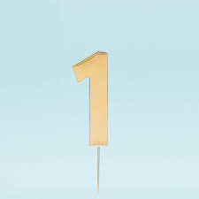 Cake & Candle Bold Cake Topper 7cm - Gold Number 1