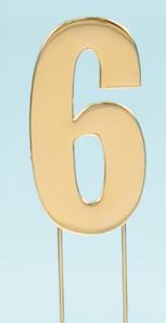 Cake & Candle - Bold Cake Topper 7cm - Gold Number 6