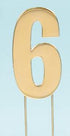 Cake & Candle - Bold Cake Topper 7cm - Gold Number 6