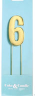 Cake & Candle - Bold Cake Topper 7cm - Gold Number 6