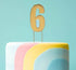 Cake & Candle - Bold Cake Topper 7cm - Gold Number 6